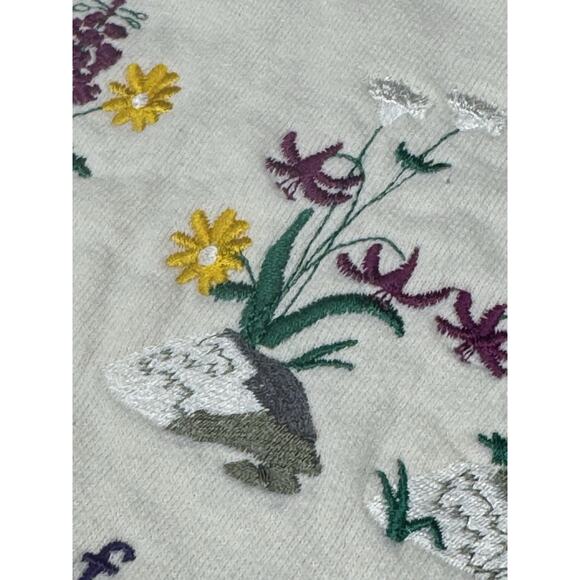 Vintage The Shirt Co XL Ivory Henley Embroidered Floral Banff Collard Sweatshirt - Picture 8 of 13